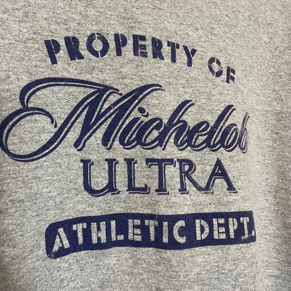 Gildan Michelob Ultra Athletic Dept Hoodie Gray Heavyweight Blend L Sweatshirt - Picture 2 of 8